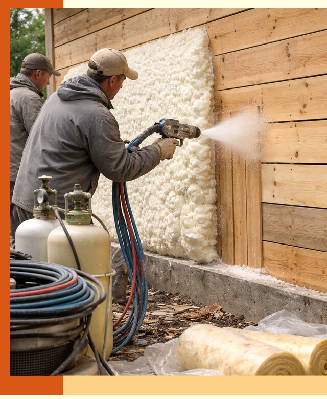 Утепление деревянного дома пенополиуретаном в Ногинске