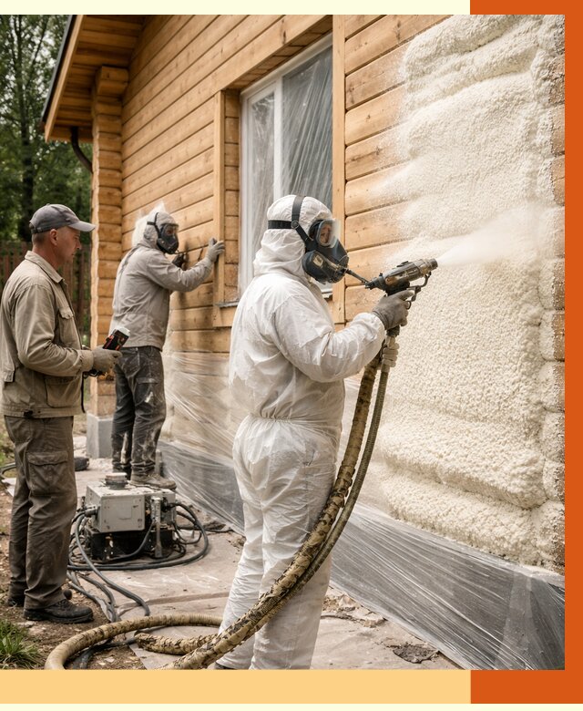 Утепление дома из бруса ППУ в Ногинске от 3900 руб/м2 под ключ | ТепломастерНгн