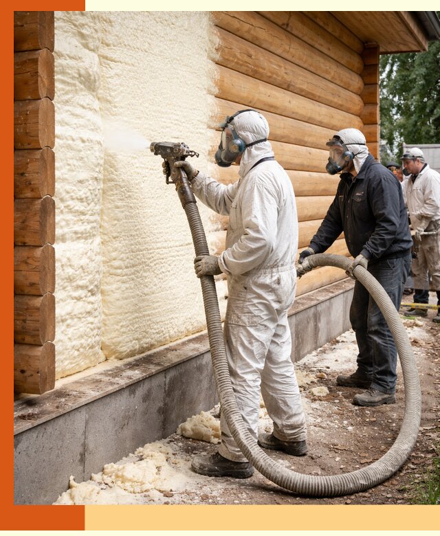 Утепление дома из бруса пенополиуретаном в Ногинске