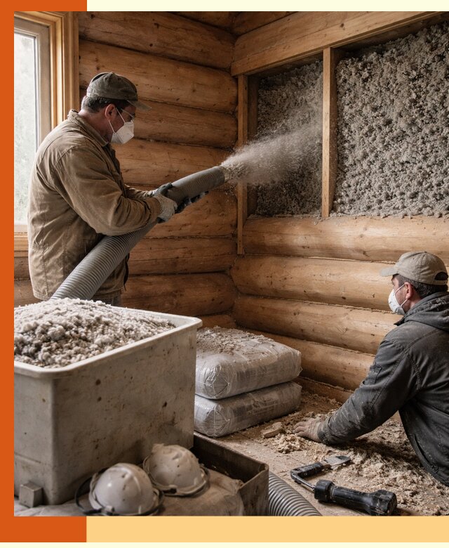 Утепление дома из бруса эковатой в Ногинске