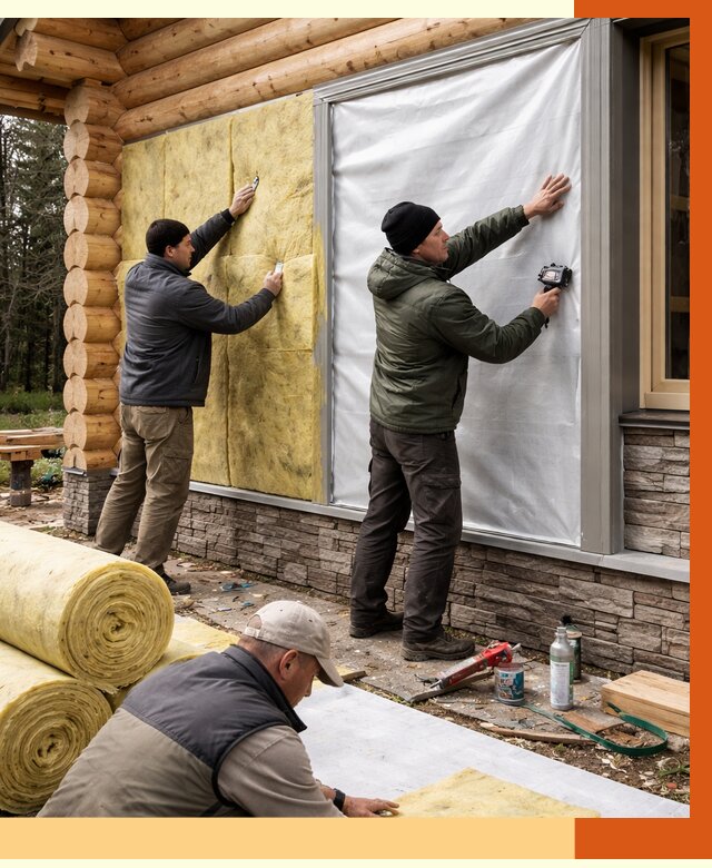 Утепление бревенчатого дома в Ногинске от 7750 руб/м2 — заказать под ключ | ТепломастерНгн