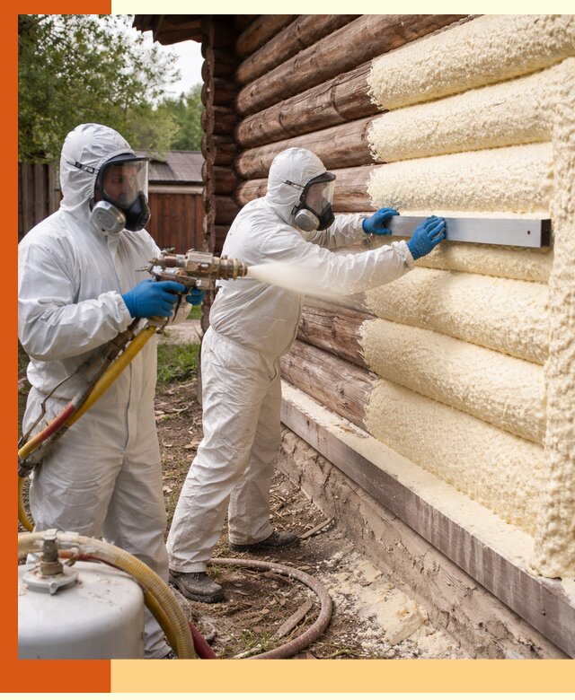 Утепление бревенчатого дома ППУ в Ногинске эффективной изоляцией