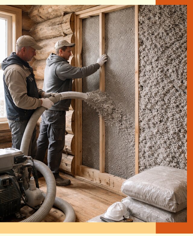 Утепление бревенчатого дома эковатой в Ногинске от 2786 руб. | ТепломастерНгн