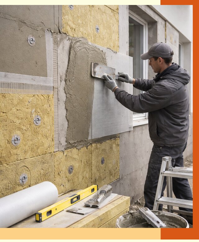 Утепление фасада под штукатурку в Ногинске от 4255 руб/м2 — монтаж пенопластом и минватой | ТепломастерНгн