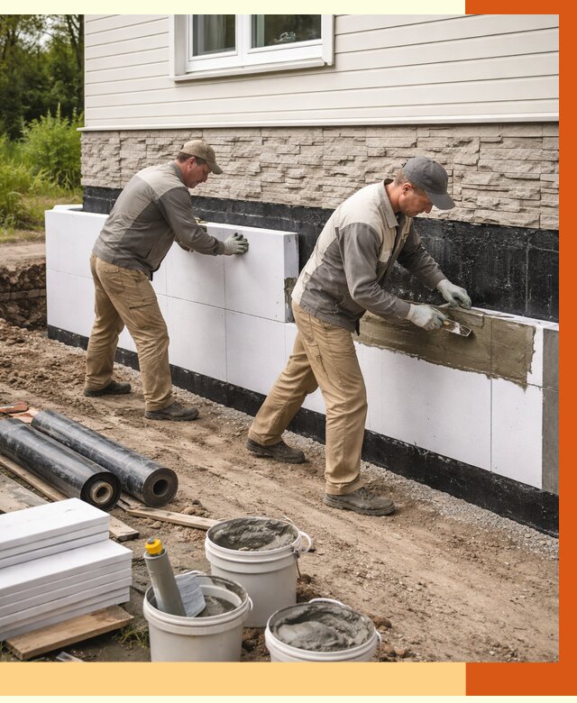 Утепление фундамента снаружи в Ногинске от 4255 руб. за м² | ТепломастерНгн