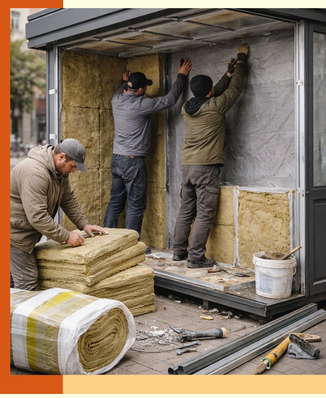 Утепление павильона шаурмы под ключ в Ногинске