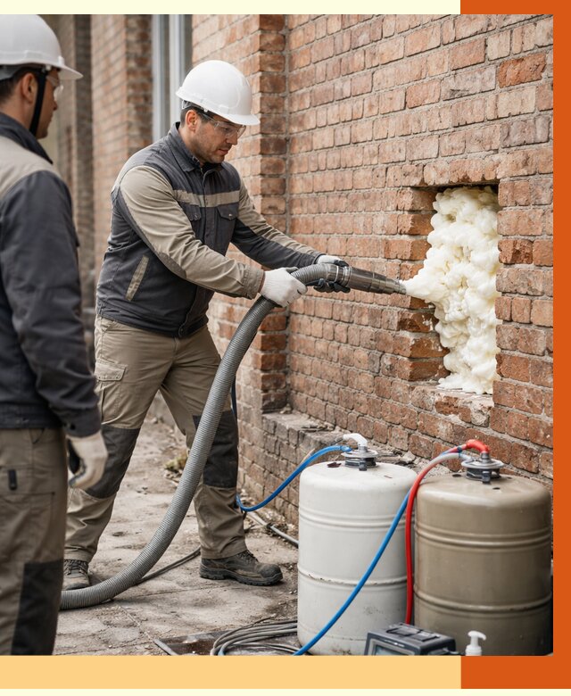 Заливка ППУ в пустоты кирпичной стены в Ногинске от 2786 руб. | ТепломастерНгн