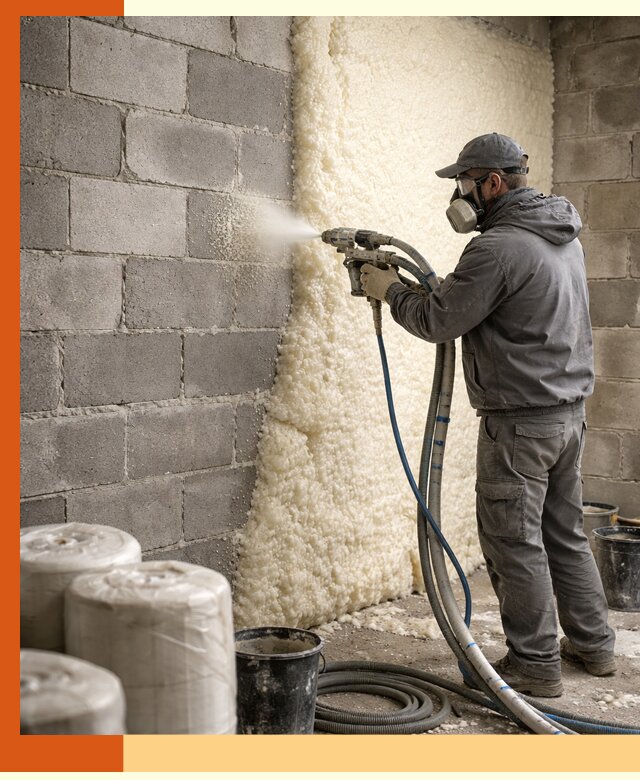 Утепление блочной стены ППУ в Ногинске качественно и надёжно