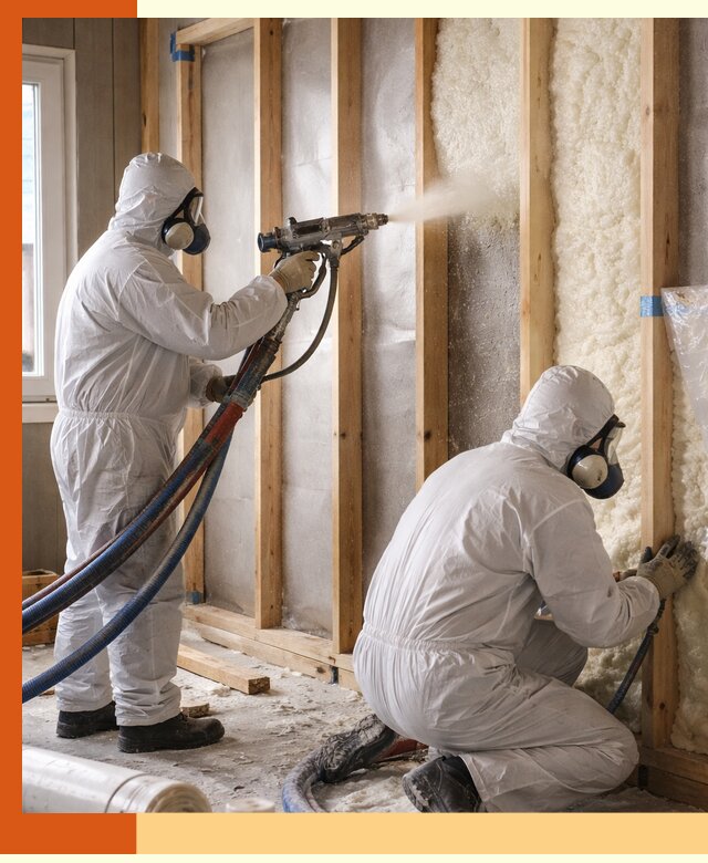 Утепление каркасной стены ППУ в Ногинске для домов и коттеджей