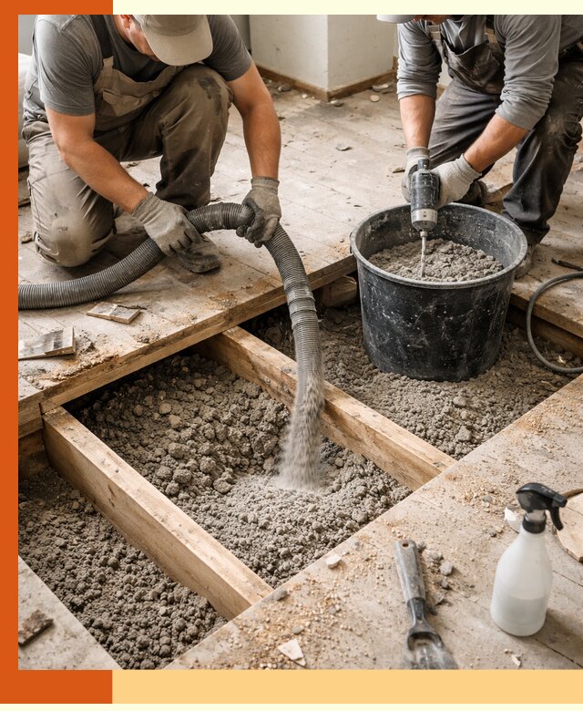 Заполнение пустот пола в Ногинске полиуретаном и пенополистиролом