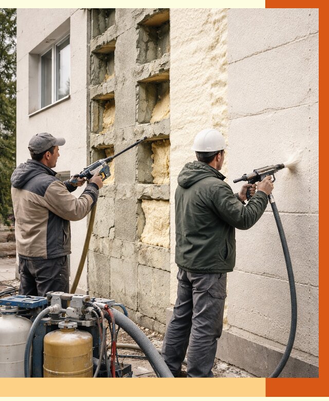 Заполнение пустот фасада в Ногинске от 4559 руб. — утепление пустот облицовки | ТепломастерНгн