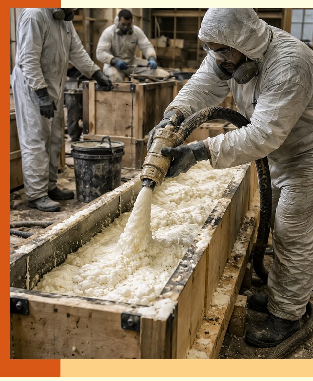 Заливка пенополиуретана в формы для утепления в Ногинске