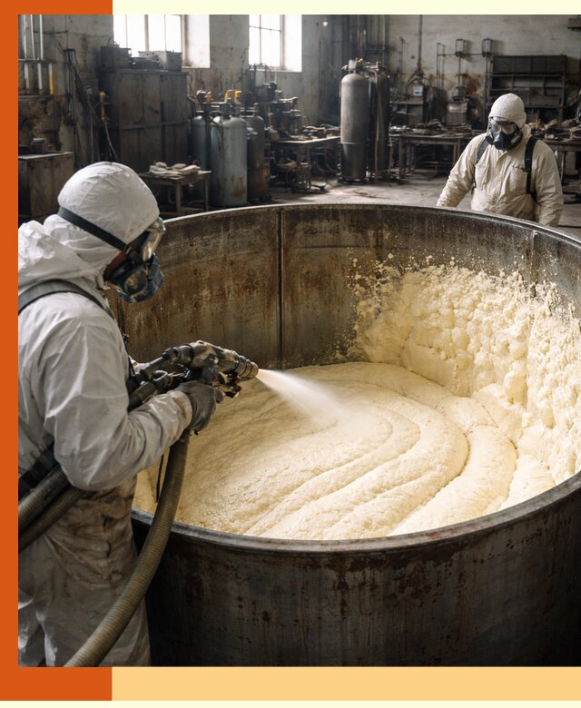 Заливка ппу в емкости с полной изоляцией и герметизацией в Ногинске