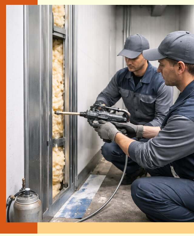 Заполнение пустот холодильных панелей в Ногинске специализированной пеной