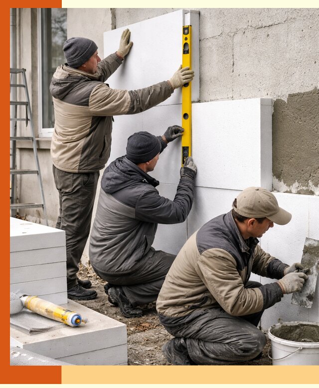 Утепление пенопластом наружных стен и фасадов в Ногинске