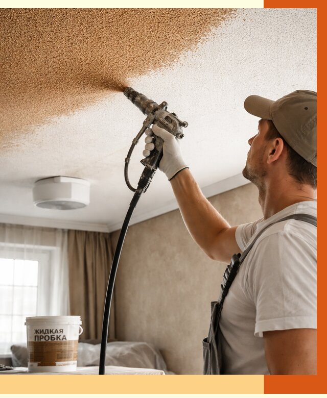 Утепление потолка жидкой пробкой в Ногинске от 3546 руб. | ТепломастерНгн