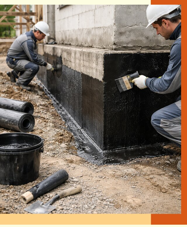 Гидроизоляция фундамента в Ногинске от 1266 руб. — профессионально, под ключ | ТепломастерНгн