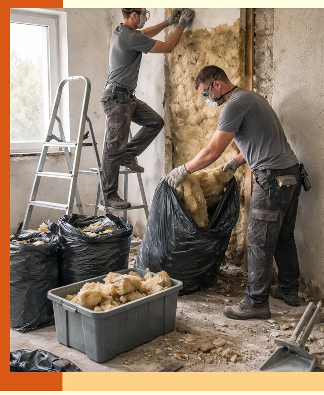 Демонтаж старого утеплителя и вывоз отходов в Ногинске